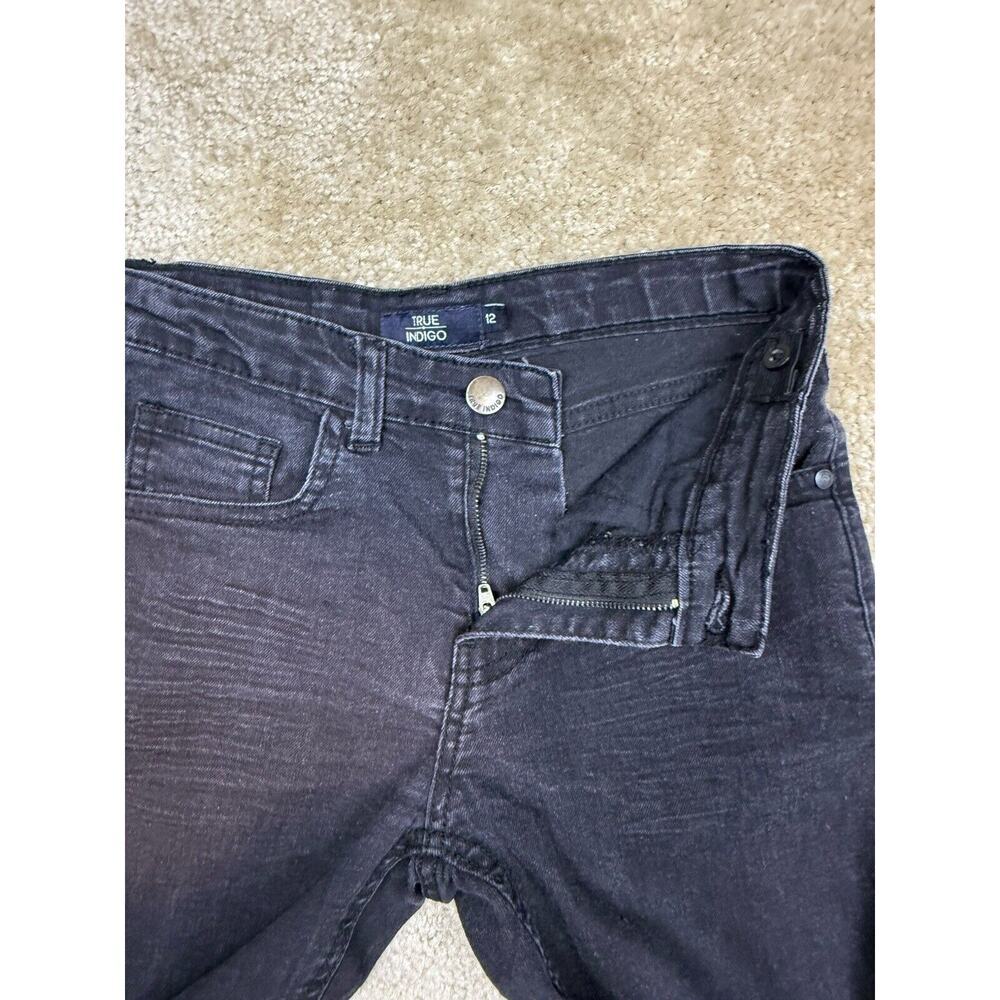 True Indigo Skinny Jeans Kids Size 12 Black Stretch Adjustable A527 - Picture 3 of 11